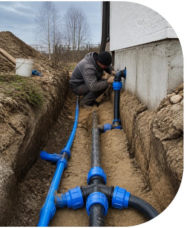 Монтаж наружного водопровода на участке под ключ в Туле